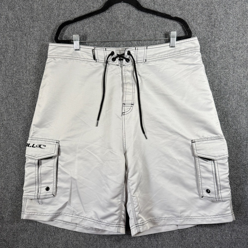 Quiksilver Embroidered Cargo Boardshort Light Gray Mens Size 34 #3460